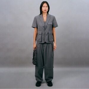 NWT BOBBLEHAUS Unisex Zip-Off Wool Pants and Cargo Wool SS Suit Jacket Sz L